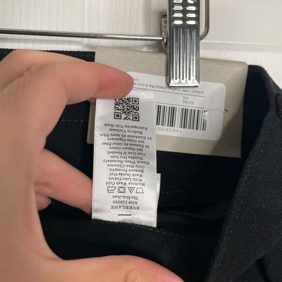 Everlane Uniform The Slim High Stretch Black Denim Jeans Men's Size 35x32 NWT - Picture 6 of 9